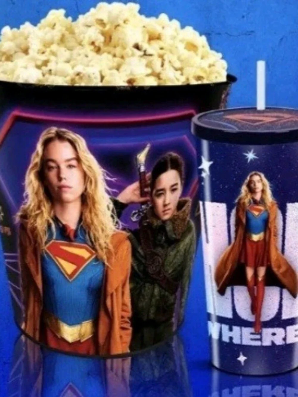 Superhero-Themed Popcorn Tub & Cup Set - Blue & Black